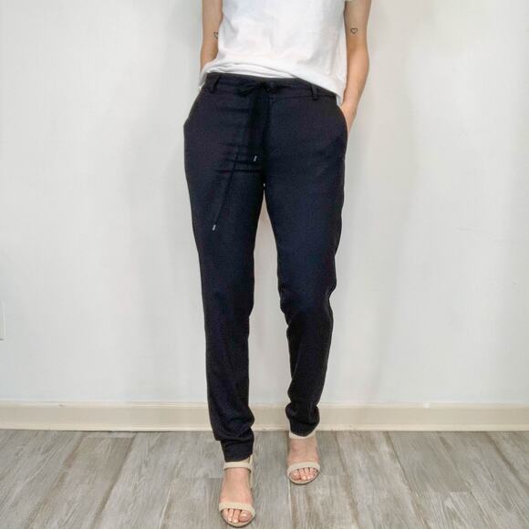 NWT VINCE black crepe jogger pants elastic waist slant pockets mid rise 2847 - Picture 1 of 11